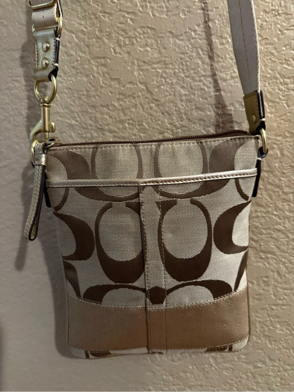Coach Signature Canvas Crossbody in Brown and Tan